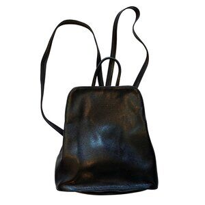 Cleo & Patek Black Leather Mini Backpack Purse Adjustable Straps